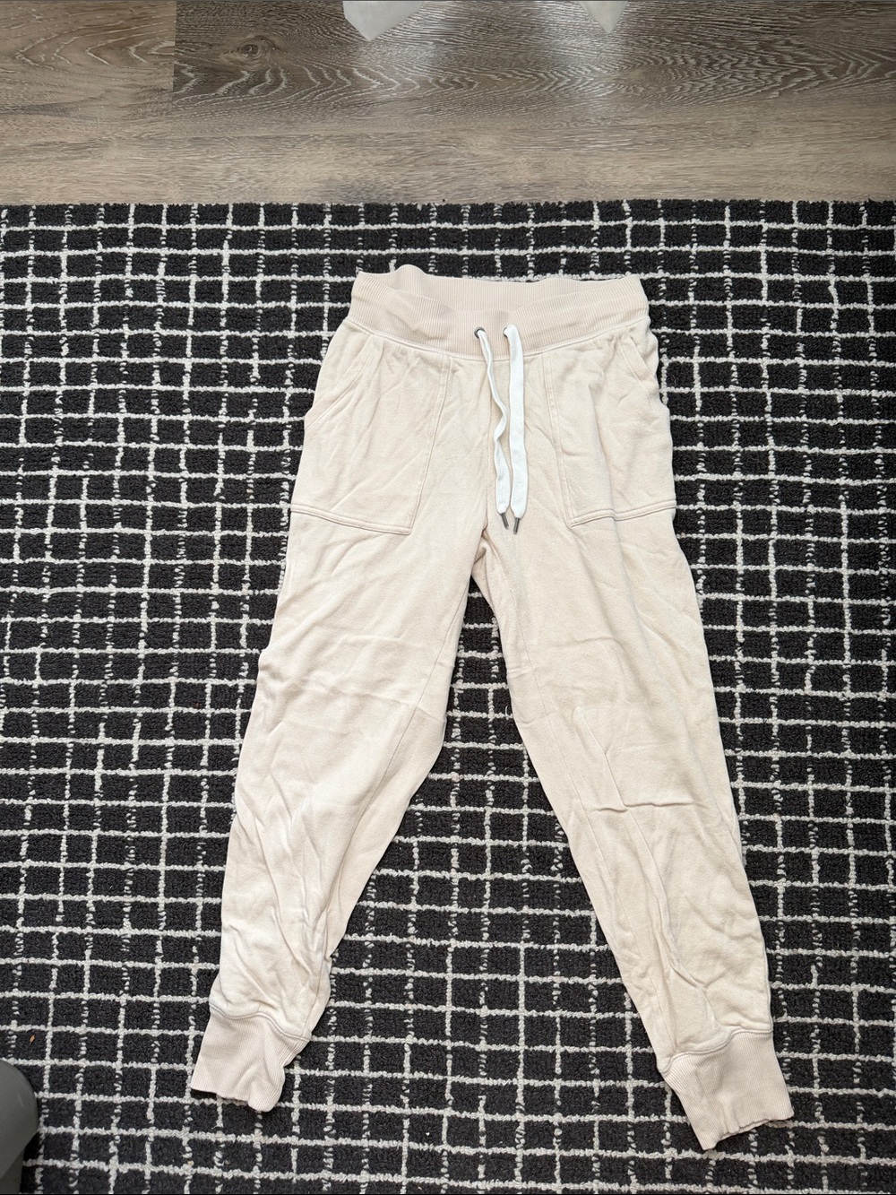 aerie Cream Jogger Sweatpants with White Drawstring